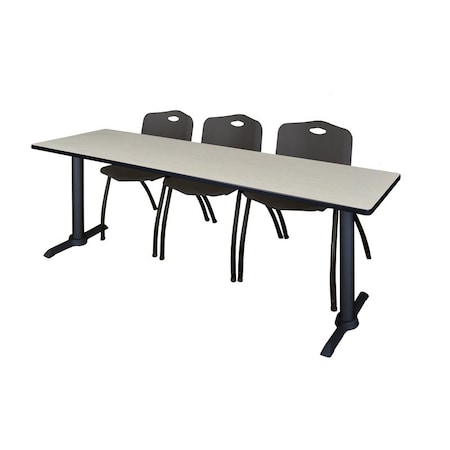 Cain Rectangle Tables > Training Tables > Cain Training Table & Chair Sets, 84 W, 24 L, 29 H, Maple MTRCT8424PL47BK